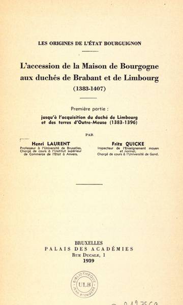 Les origines de l’Etat bourguignon. 