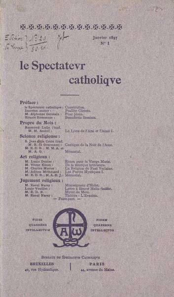  Mensuel de science, d'art et de jugement religieux